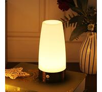 WRalwaysLX, lampada da tavolo con luce notturna a LED, stile retrò, con sensore di movimento a LED PIR wireless, luce notturna, alimentata a batteria per soggiorno, cucina (luce bianca, quadrata)
