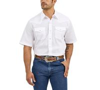Wrangler 1071106BK Camicia da uomo in stile western, nera, con colletto, maniche corte e bottoni a pressione, bianco, XL