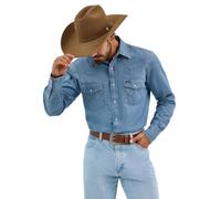 Wrangler all Terrain Gear X Camicia da Uomo a Maniche Lunghe con Bottoni a Pressione, Finitura Lavata, Opaca, Blu, L Altamente