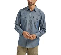 Wrangler Authentics Camicia Classica a Maniche Lunghe da Uomo, Chambray Scuro., XL