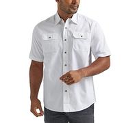 Wrangler Authentics Camicia Classica a Maniche Corte Botton-Down, Bianco Brillante, XL Uomo