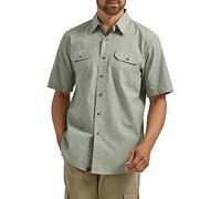 Wrangler Authentics - Camicia Classica da Uomo a Maniche Corte - Verde - S