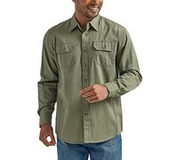 Wrangler Authentics - Camicia Classica da Uomo a Maniche Lunghe, Oliva bruciata., S