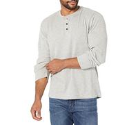 Wrangler Authentics Henley Waffle a Maniche Lunghe da Uomo, Grigio Chiaro, M