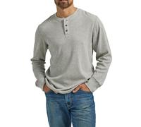 Wrangler Authentics Henley Waffle a Maniche Lunghe da Uomo, Grigio Chiaro, S