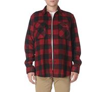 Wrangler Authentics Giacca a Maniche Lunghe in Pile Scozzese Camicia Button-Down, Plaid Buffalo Rosso, S Uomo