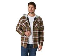 Wrangler Authentics Giacca in Flanella Imbottita Manica Lunga da Uomo con Cappuccio Camicia abbottonata, Verde Oliva, M