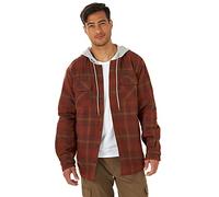 Wrangler Authentics Giacca Camicia in Flanella a Manica Lunga con Cappuccio, Caramella MOU, XXL Uomo