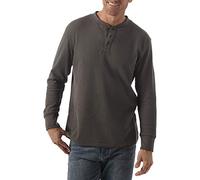 Wrangler Authentics Long Sleeve Waffle Henley Maglia, Carbone Scuro, XL Uomo