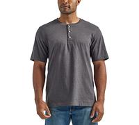 Wrangler Authentics Men's Big & Tall Short Sleeve Henley Tee, Charcoal Heather, S
