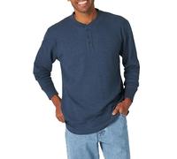 Wrangler Authentics Men's Long Sleeve Waffle Henley, Dress Blue Heather, Large