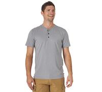 Wrangler Authentics Men's Short Sleeve Henley Tee, Frost Gray Heather, Small