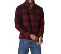 Wrangler Authentics Men's Wooly Fleece Quarter Zip Pullover, Red Buffalo, Large