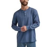 Wrangler Authentics Waffle Henley - Maglietta a Maniche Lunghe da Uomo - Blu - XX-Large