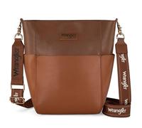 Wrangler, borsa a secchiello da donna, borsa a tracolla con inserto organizer, Marrone sella, Western