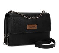Wrangler Borsa a tracolla da donna con patta e tracolla a catena, Nero corvino