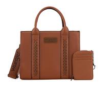 Wrangler Borsa da donna in stile occidentale con manico superiore e porta carte, Classic-marrone, Medium