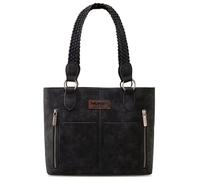 Wrangler Borsa tote da donna in stile occidentale con tasche multiple e borsa a tracolla, Nero intrecciato, Taglia unica