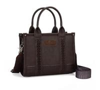 Wrangler, borsa tote da donna, stampa mucca, borsa con manico superiore, borsa vintage, Tracolla caffè-chitarra M, Medium