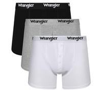 Wrangler Boxer Uomo con Bottoni nella Parte Anteriore in Nero/Bianco/Grigio, Tronchetti in Cotone Organico Morbido con Fascia Elastica in Vita | Intimo Comodo e Traspirante - Confezione da 3 Paia