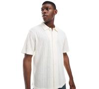 Wrangler - Camicia color crema a maniche corte in maglia traforata con bottoni-Bianco M