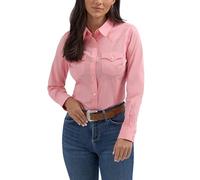 Wrangler Camicia da Donna retrò a Maniche Lunghe Blu Freddo Tinta Unita Western, Rosa, M