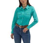 Wrangler Camicia da Donna Stile Western, Stile retrò, con Bottoni, Acqua Brillante, L