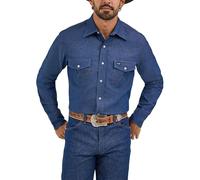 Wrangler - Camicia da lavoro a maniche lunghe da uomo in chambray western, taglio cowboy, 19" Neck 35" Sleeve