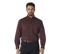 Wrangler Camicia da Lavoro a Maniche Lunghe in Twill Logger da Uomo, Borgogna, XL Alto