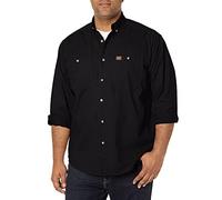 Wrangler Camicia da Lavoro a Maniche Lunghe in Twill Logger da Uomo, Nero, XL