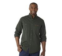 Wrangler Camicia da Lavoro a Maniche Lunghe in Twill Logger da Uomo, Verde Foresta, XXL