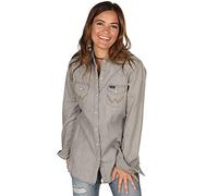 Wrangler - Camicia da lavoro da donna stile Western a maniche lunghe - grigio - M