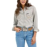 Wrangler - Camicia da Lavoro da Donna Stile Western a Maniche Lunghe - Grigio - M