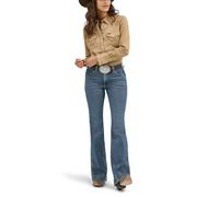 Wrangler - Camicia da Lavoro da Donna Stile Western a Maniche Lunghe - Marrone - XX-Large