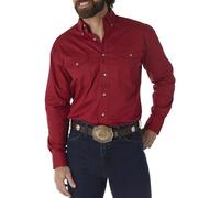 Wrangler Camicia da Lavoro da Uomo a Maniche Lunghe con Bottoni a Due Tasche, Rosso, M