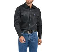 Wrangler Cowboy Cut Western Long Sleeve Snap Work Shirt Firm Finish Camicia, Nero, 2X Alto Uomo