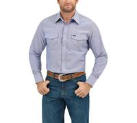 Wrangler, Camicia da Lavoro da Uomo, Taglio Cowboy, a Maniche Lunghe, Stile Western, Tinta Unita, Chambray, 16" Collo 33" Manica