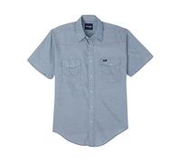 Wrangler Camicia da Lavoro Western a Maniche Corte da Uomo, Chambray., M