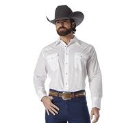 Wrangler Camicia da Uomo a Maniche Lunghe con Bottoni a Pressione a Due Tasche, Bianco, XX-Large
