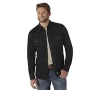 Wrangler Retro Two Pocket Long Sleeve Snap Shirt Camicia, Nero, M Uomo