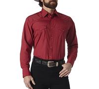 Wrangler Camicia da Uomo a Maniche Lunghe Western con Due Tasche, Vino, L
