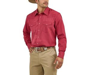 Wrangler Camicia da Uomo a Maniche Lunghe Western con Due Tasche, Vino, L