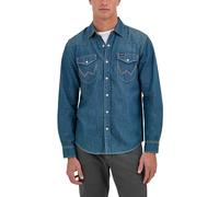 Wrangler Camicia da Uomo Iconic Denim Regular Fit Snap Button, Denim Tabacco, S