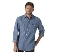 Wrangler, camicia da uomo, modello cowboy, a maniche lunghe, blu slavato Stonewashed X-Large