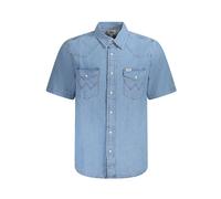 Wrangler, ,Shirts ,Uomo ,Blu ,S Camicia Denim Western Maniche Corte