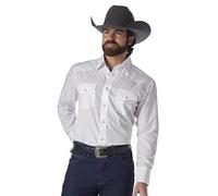 Wrangler Camicia Sportiva da Uomo a Due Tasche a Maniche Lunghe, Bianco, S