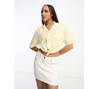 Wrangler - Camicia stile resort ampia in tessuto seersucker giallo a quadretti S