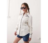 Wrangler - Camicia stile western bianca con profili-Bianco XS