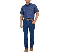 Wrangler Camicia Western da Uomo con Due Tasche, Taglio Cowboy, a Maniche Corte, con Bottoni Automatici, Blu, M