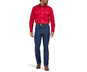 Wrangler Firm Finish - Camicia da Lavoro Western da Uomo Rosso XXXL